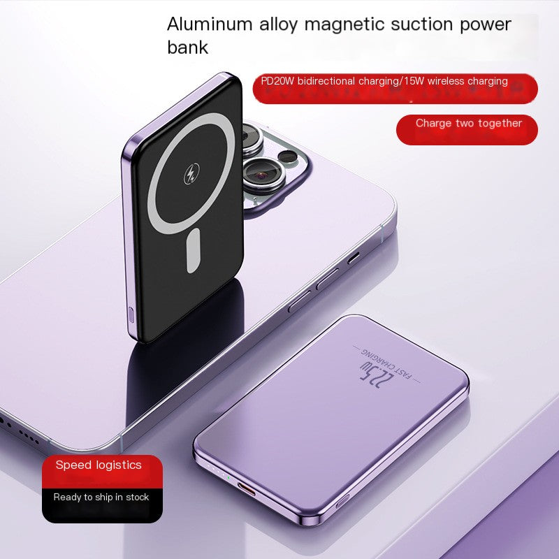 New Slim Aluminum Magnetic Power Bank 5000mAh