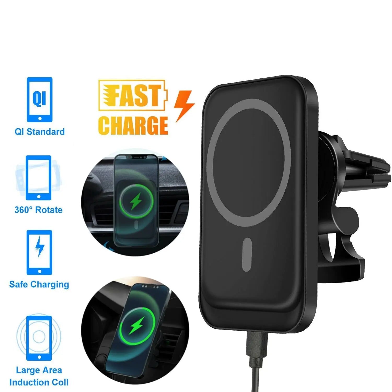 Magnetic Wireless Charger Car Mount Holder
