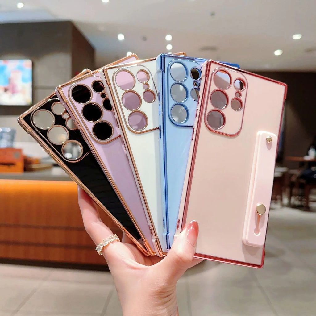 Pure Colour Electroplating Wrist Strap for Samsung Case