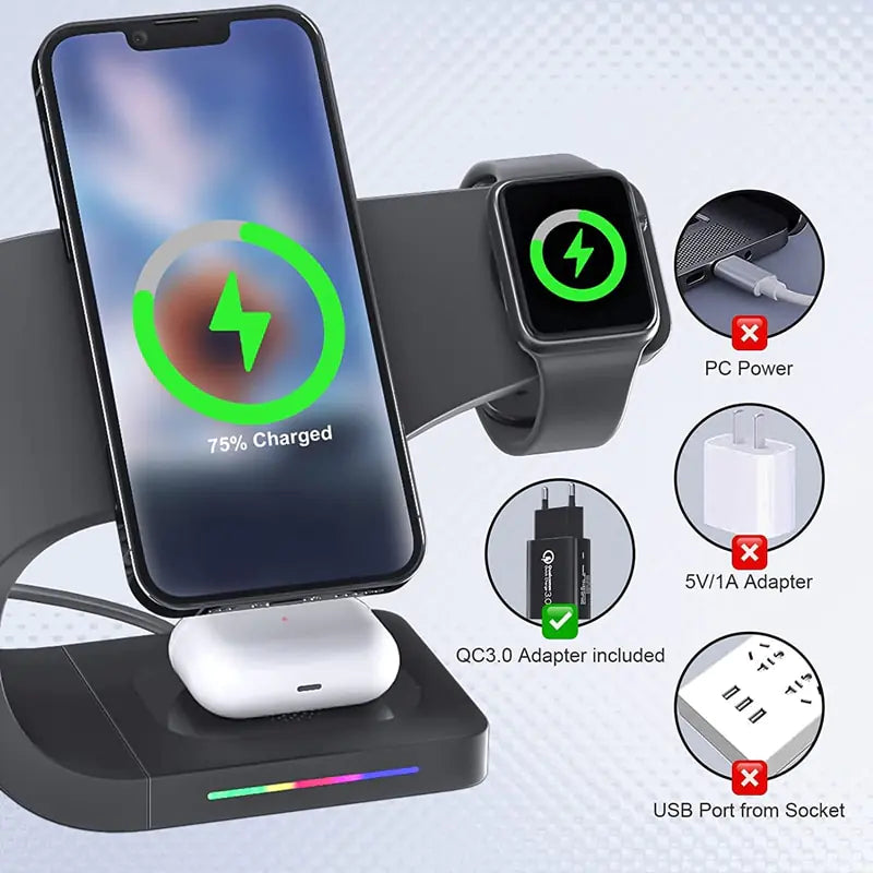 3-in-1 Fast Wireless Charging Dock