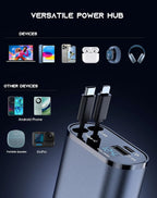Retractable Car Charger 4 in 1 Fast Car Phone Charger 120W With USB Type C Cable