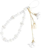 White Mobile Phone Lanyard Universal Phone ChainPearl Beaded