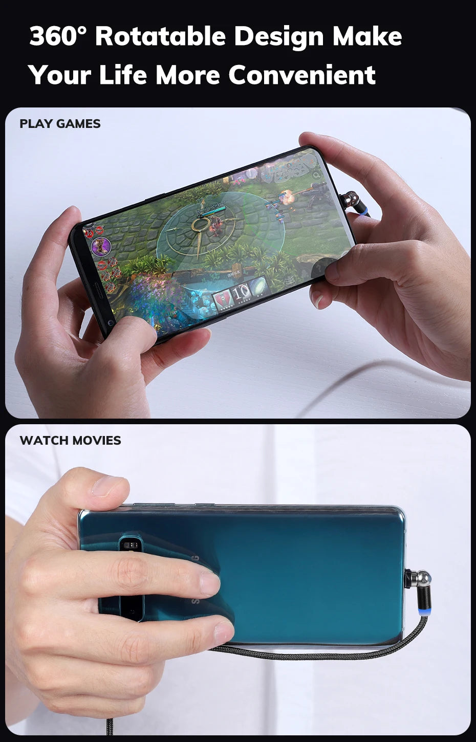 360° Magnetic Charging Cable for iPhone and Android