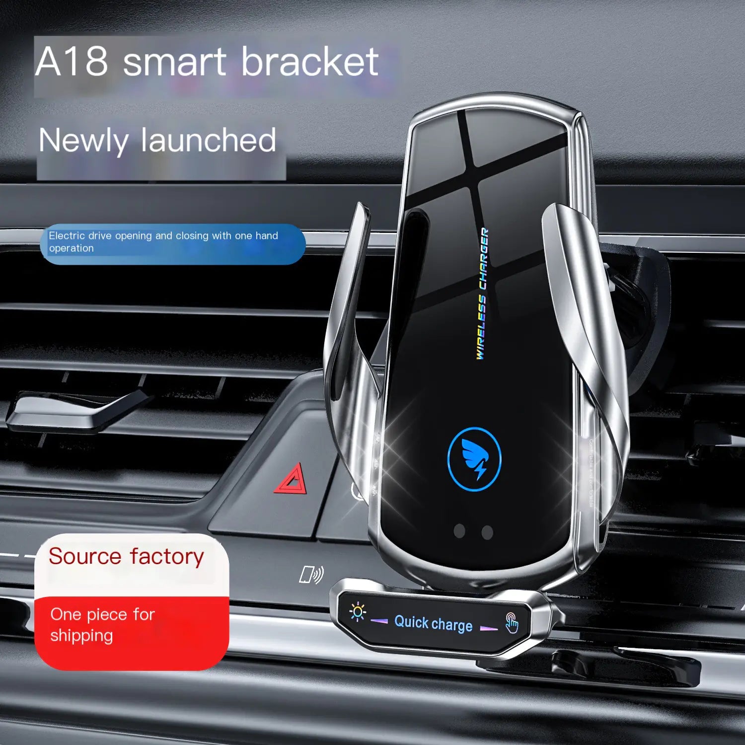 Car Mount Wireless Charger with Auto-Sensing Design